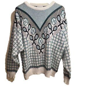 Private Club‎ Mens Vtg Tennis Sweater Chunky Knit XL Pullover 90s Hipster Preppy